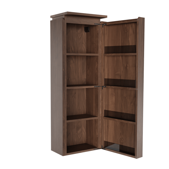 Balmani Eclips Ribs hängender Hochschrank Rechts Amerikanischer Nussbaum 44 x 32 x 130 cm, Vert. Sym. Rippe