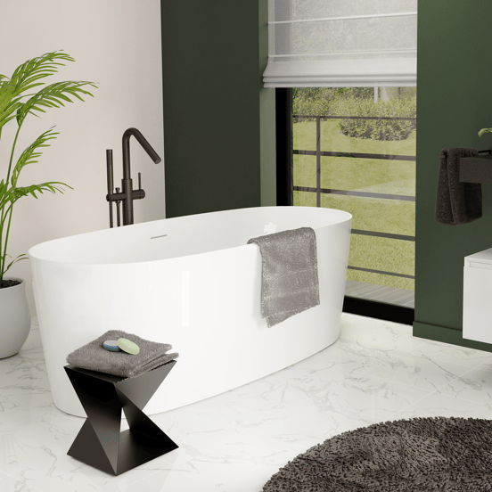 Luca Varess Sutilo ovaal vrijstaand bad 170 x 75 cm acryl Glanzend Wit