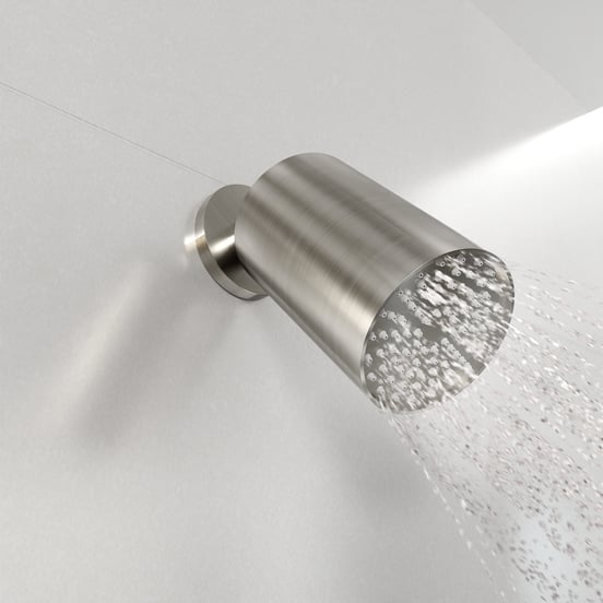 Blaufoss Luxor 90 Duschkopf Rund, 14 x 9 cm, Wandmontage, Brushed Coolmetal