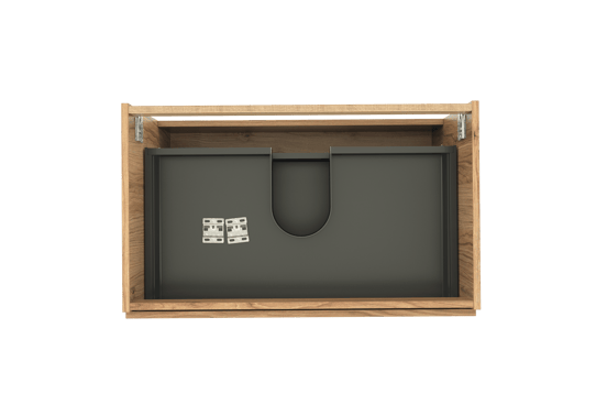 Balmani Lucida hängender Waschbeckenunterschrank: 90 x 55 cm, Teak, 2 Schubladen