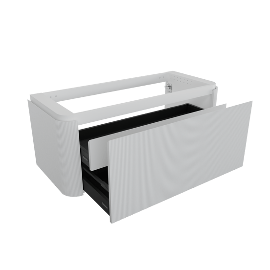 Balmani Moon zwevende wastafelonderkast 130 x 55 cm mat wit 2 lades vert. sym. Groef