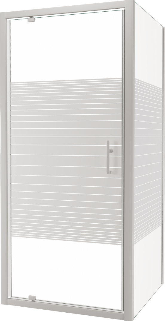SanyOne Anton Eckdusche Drehtür mit fixierter Seitenwand, 90 x 90 cm, Streifglas, Profil Weiß