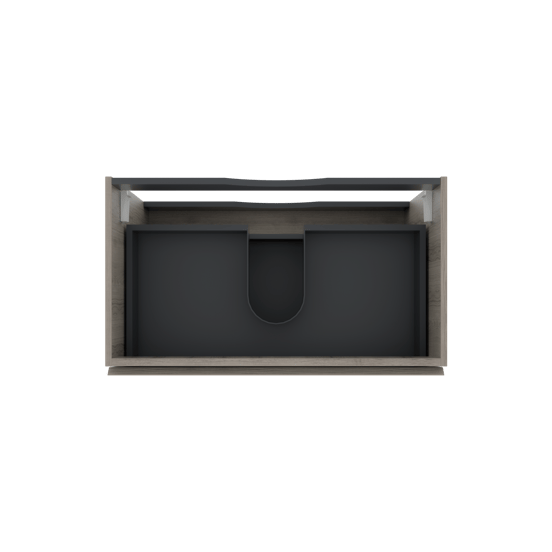 Linie Lado hängender Waschbeckenunterschrank: 80 x 46 cm, graue Eiche, 2 Schubladen