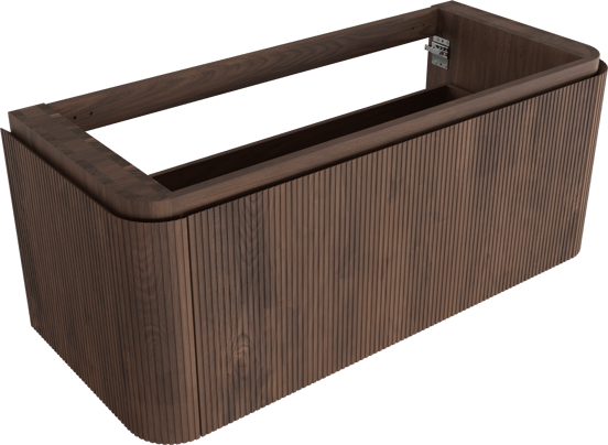 Balmani Moon zwevende wastafelonderkast 130 x 55 cm Amerikaanse notelaar 2 lades vert. sym. Groef