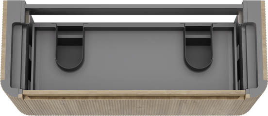 Storke Soft  hängendes möbelstück Waschtischunterschränke 120 x 46 cm Eiche rau 2 Schubladen Vert. Sym. Rippe