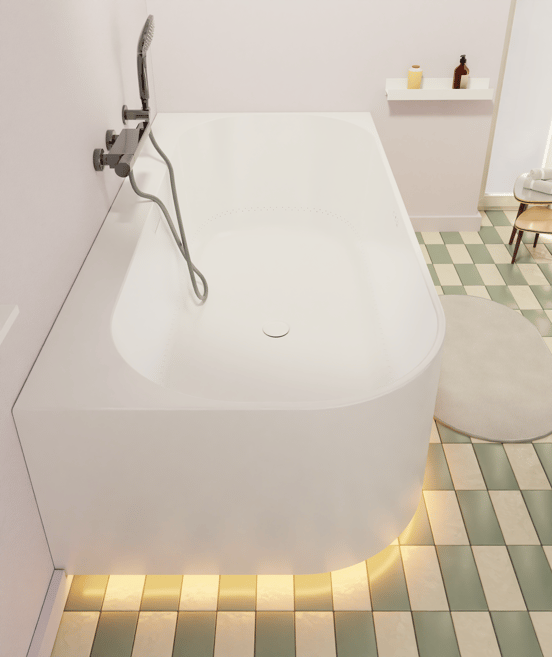 Luca Varess Laguna hoekbad rechts airmassage met LED 170 x 85 cm acryl mat wit