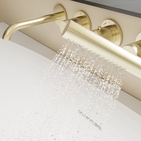 Blaufoss Pavilion Robinet de baignoire encastré brushed champagne gold set douchette incl. incl élément intégré