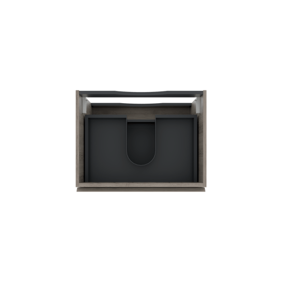 Linie Lado hängender Waschbeckenunterschrank: 60 x 46 cm, graue Eiche, 2 Schubladen