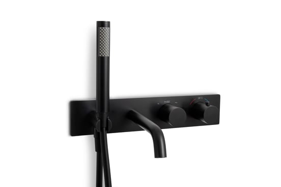 Blaufoss Round robinet baignoire thermostatique encastré avec douchette noir mat incl élément intégré