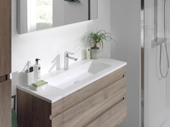 Storke Diva enkele wastafel glanzend composiet marmer 100 x 40 cm