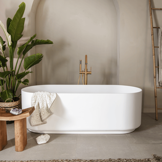 Balmani Scala ovaal vrijstaand bad 170 x 70 cm Solid Surface mat wit