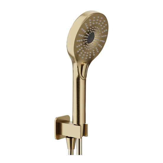 Blaufoss Onos Handbrause-Set: inkl. Wandanschlussbogen: 3jet, Brushed Champagne Gold