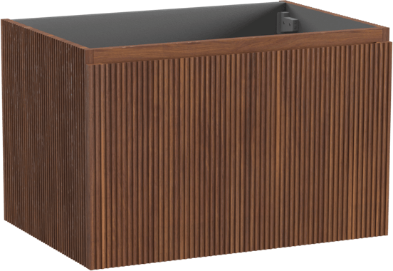 Storke Ribs zwevende wastafelonderkast 75 x 52 cm notenhout 2 lades