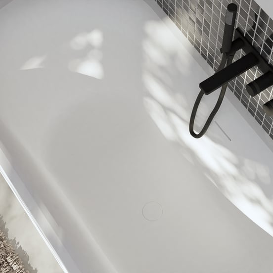 Balmani Rallanta rechthoekig vrijstaand bad 180 x 80 cm Solid Surface mat wit