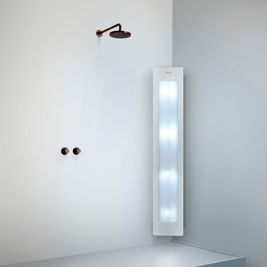 NON DISPONIBLE EN FRANCE - Sunshower Plus L d'angle en saillie en blanc avec lumière infrarouge et UV