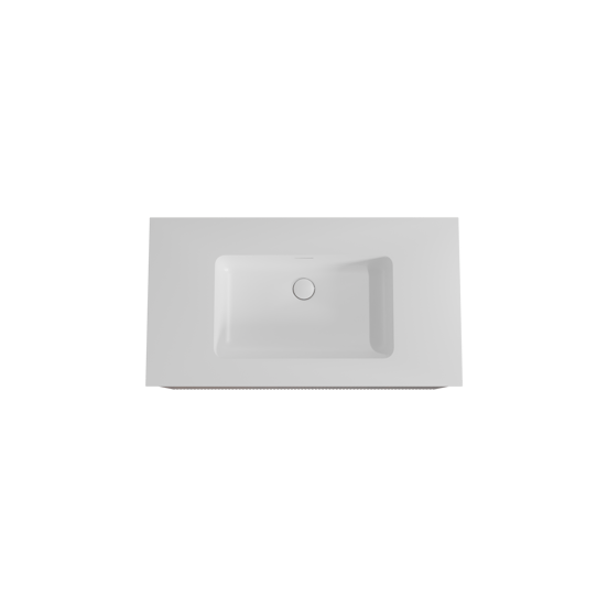 Storke Ribs hängendes Möbelstück Set: 95 x 52 cm, Nussbaum, mit Mata Einzelwaschtisch, Solid Surface, Weiß matt, Vertikale symmetrische gerade Rippe