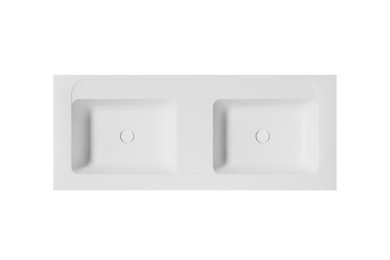 Balmani Tablo Strada dubbele wastafel matte composietmarmer (wit) 135 x 55 cm