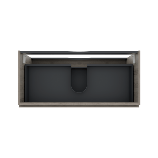 Linie Lado hängender Waschbeckenunterschrank: 100 x 46 cm, graue Eiche, 2 Schubladen