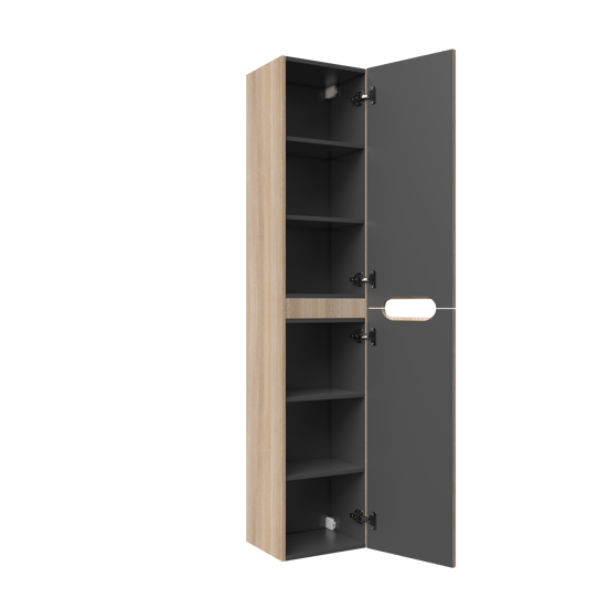 Linie Ribbo Badhochschrank: Hängend, Eiche hell, 35 x 30 x 170 cm