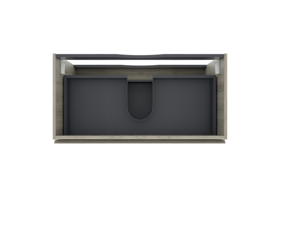 Linie Lado hängender Waschbeckenunterschrank: 90 x 46 cm, graue Eiche, 2 Schubladen