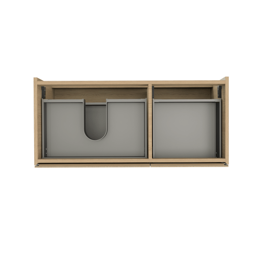 Storke Edge zwevende wastafelonderkast 100 x 46 cm asymmetrisch links naturel eiken 3 lades