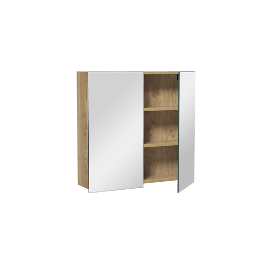 Balmani Lucida Spiegelschrank Bad: 75 x 72 cm, Eiche rustikal