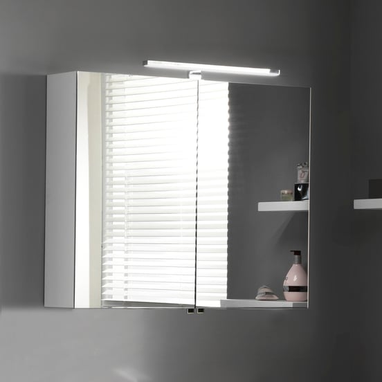 Balmani Mitra Spiegelschrank Bad: 90 x 72 cm, Weiß matt