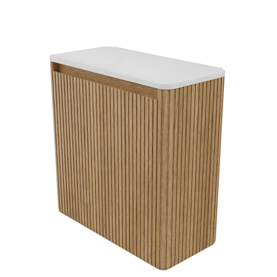 Balmani Fara zwevend toiletmeubel 45 x 22 cm natuur eik met Fara tablet in matte Solid Surface