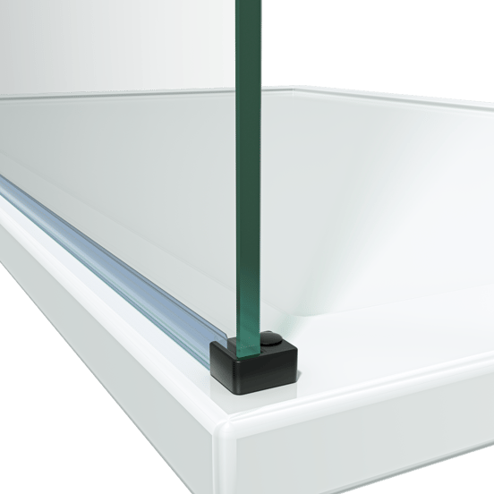 Linie walk-in bevestigingsblok 8mm glas mat zwart