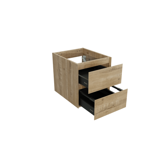 Balmani Mitra hängender Waschbeckenunterschrank 45 x 55 cm Eiche Rauh 2 Schubladen