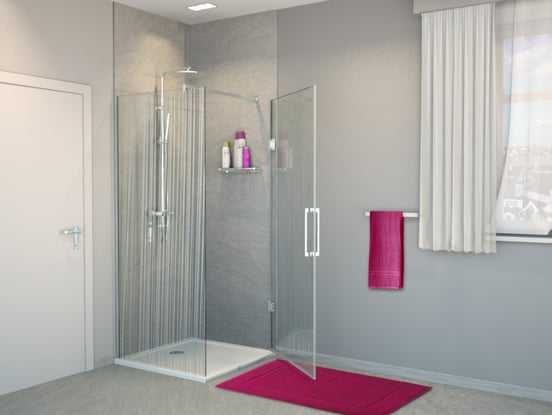 Balmani Modular inloopdouche met rechtse deur 80 x 200 cm mikado glas glanzend chroom profiel