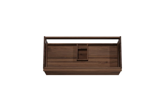 Balmani Forma zwevende wastafelonderkast 120 x 55 cm Amerikaans notenhout 2 lades horiz. sym. groef