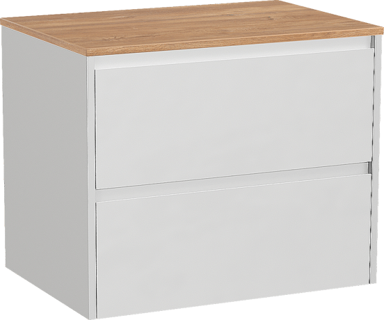 Storke Seda zwevend badmeubel 75 x 52 cm mat wit met Panton enkel wastafelblad in melamine ruw eiken