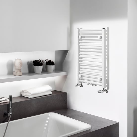 Vipera Kanza enkele handdoekradiator 40 x 70 cm centrale verwarming Hoogglans Wit Zij- en middenaansluiting 322W