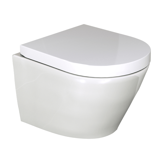 Luca Varess Calibro wc suspendu blanc brillant bride de rinçage fine compact avec Geberit Duofix UP720 Sigma bâti-support et plaque de commande