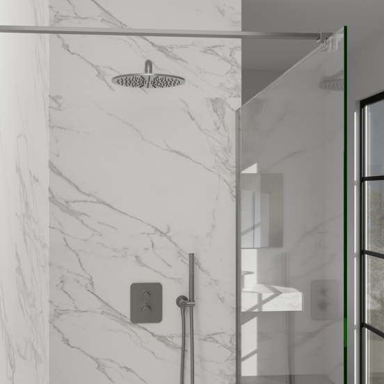 Blaufoss Smartbox Softline thermostatische inbouw douchekraan 2 functies Brushed Coolmetal incl. inbouwelement