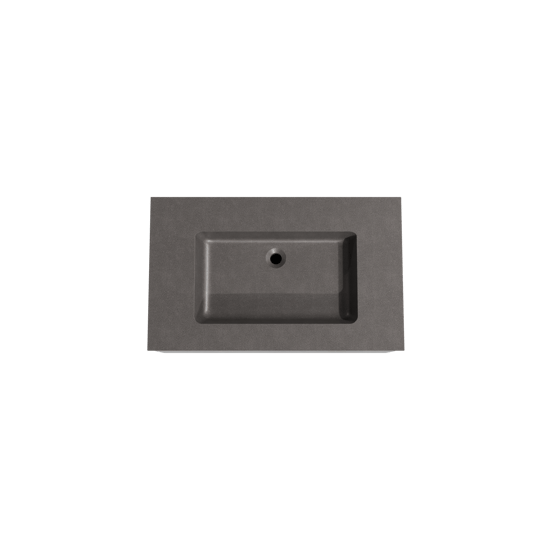 Storke Edge meuble salle de bains suspendu 85 x 52 cm béton gris foncé avec Scuro plan simple en quartz noir mat