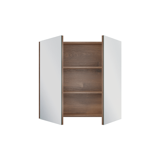 Linie Montro Spiegelschrank Bad: 80 x 75 cm, braune Eiche