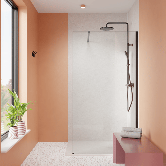 Luca Varess Suite receveur de douche 120 x 90 cm marbre composite Dizzy Pearl 