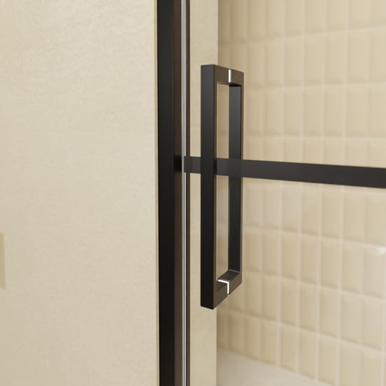 Balmani Senses Design Dusche Schiebetür, Rechts, 160 cm x 210 cm, Lined Glas, Profil Schwarz