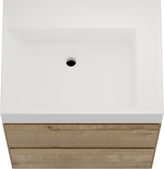 Balmani Mitra Compact zwevend badmeubel 60 x 46 cm ruw eiken met Argila asymmetrisch linkse wastafel composietmarmer mat wit