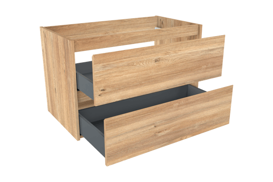 Storke Seda zwevend wastafelonderkast 95 x 52 cm ruw eiken 2 lades