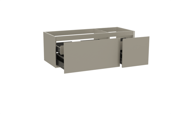 Balmani Idra zwevend badkamermeubel 135 x 55 cm steengrijs met Tablo Arcato asymmetrisch linkse wastafel in solid surface steengrijs