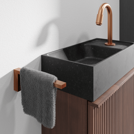 Blaufoss Noma Small Handdoekhouder Brushed Rosegold 19cm