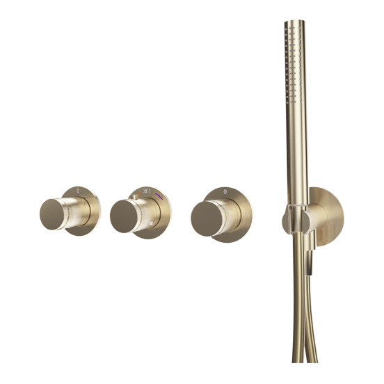 Blaufoss Pavilion Thermostat-Duscharmatur: Unterputz, Brushed Champagne Gold, Einbauelement inklusive