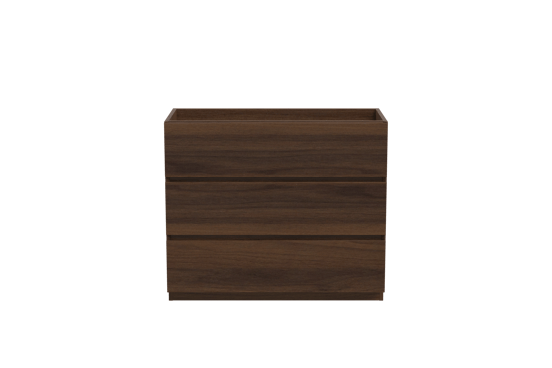 Storke Edge stehender Waschbeckenunterschrank: 100 x 46 cm, Nussbaum, 3 Schubladen