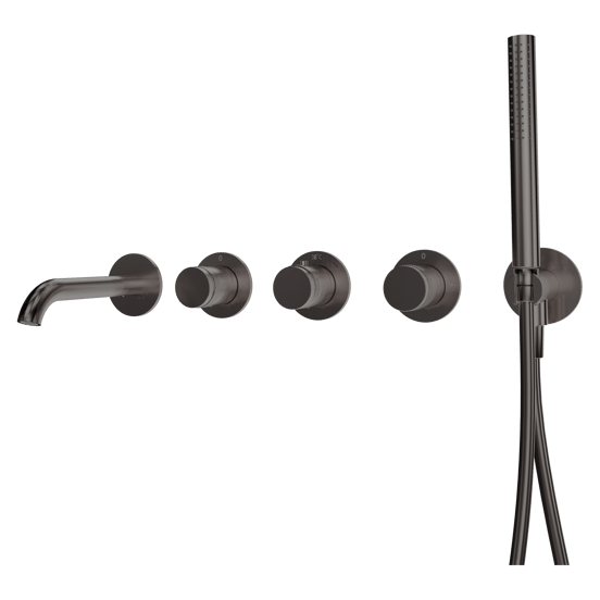 Blaufoss Pavilion Robinet de baignoire encastré Brushed GunMetal set douchette incl. incl élément intégré