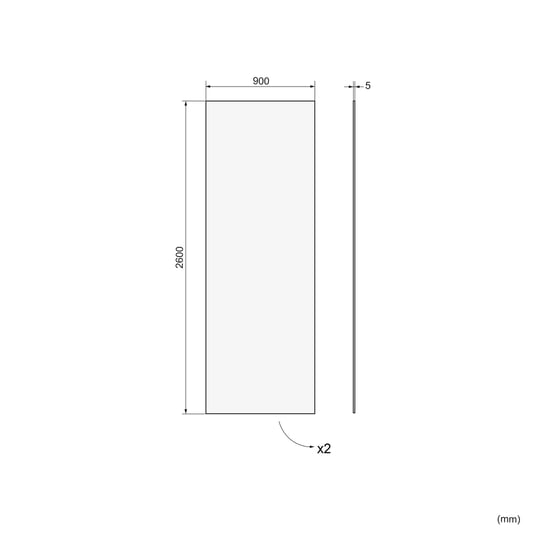 Linie Plato set douchewandbekleding set 2 x 90x260cm pvc betongrijs Bolero