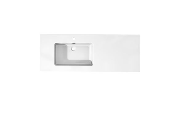 Storke Diva Waschtisch, links, Marmorkomposit glänzend, 140 x 52 cm, Schrankkombination 45 cm