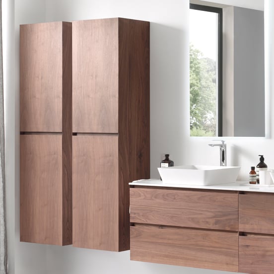 Balmani Mitra zwevende badkamerkast Amerikaanse notelaar 45 x 35 x 169 cm